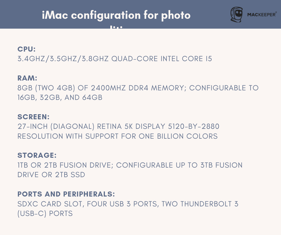 correct settings for imac for photo editing