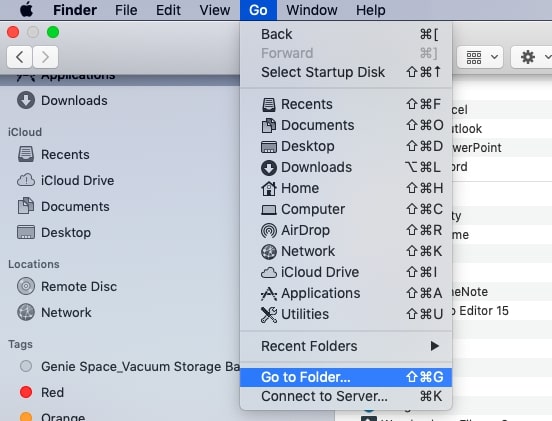go to folder option go to folder option