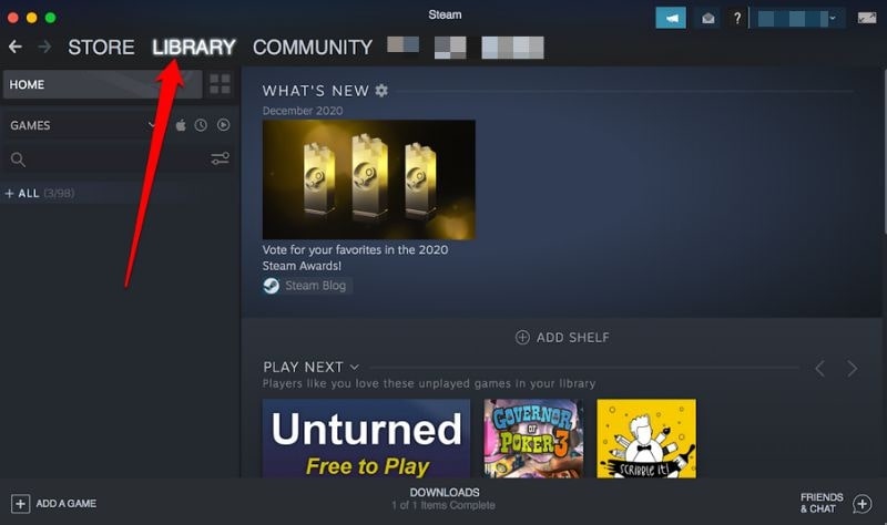 library tab in steam library tab in steam