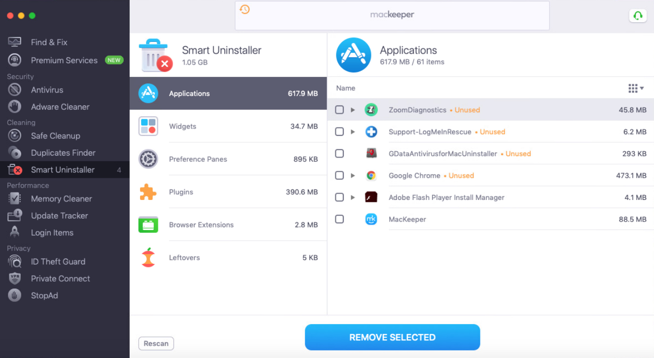 smart uninstaller applications tab smart uninstaller applications tab