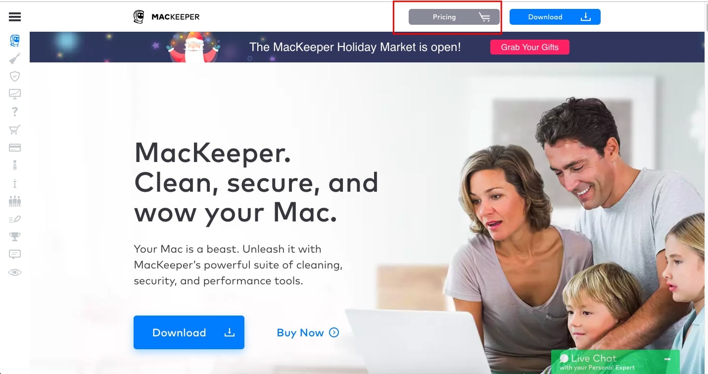 mackeeper website with the pricing button highlighted mackeeper website with the pricing button highlighted