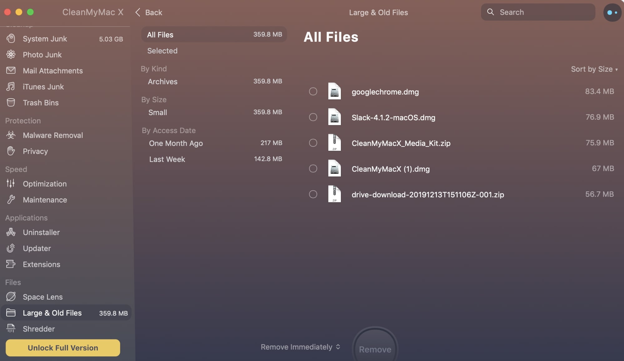 clean my mac large and old files clean my mac large and old files