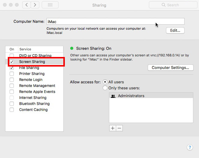 screen sharing box ticked screen sharing box ticked