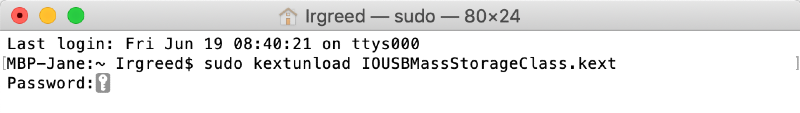 disable USB ports in terminal with sudo kextunload command disable USB ports in terminal with sudo kextunload command