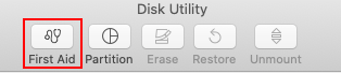 disk utility first aid button highligjted disk utility first aid button highligjted
