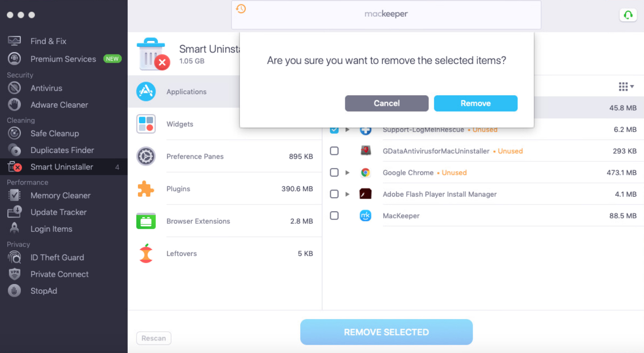 confirmation popup to remove an app with smart uninstaller confirmation popup to remove an app with smart uninstaller