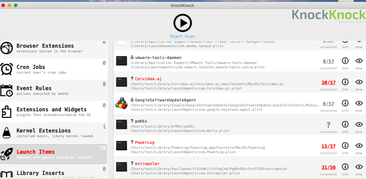 Results of scanning a MacKeeper crack with KnockKnock Results of scanning a MacKeeper crack with KnockKnock