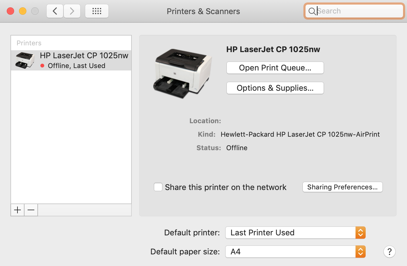 printers and scanners page with the list of printers on the left printers and scanners page with the list of printers on the left