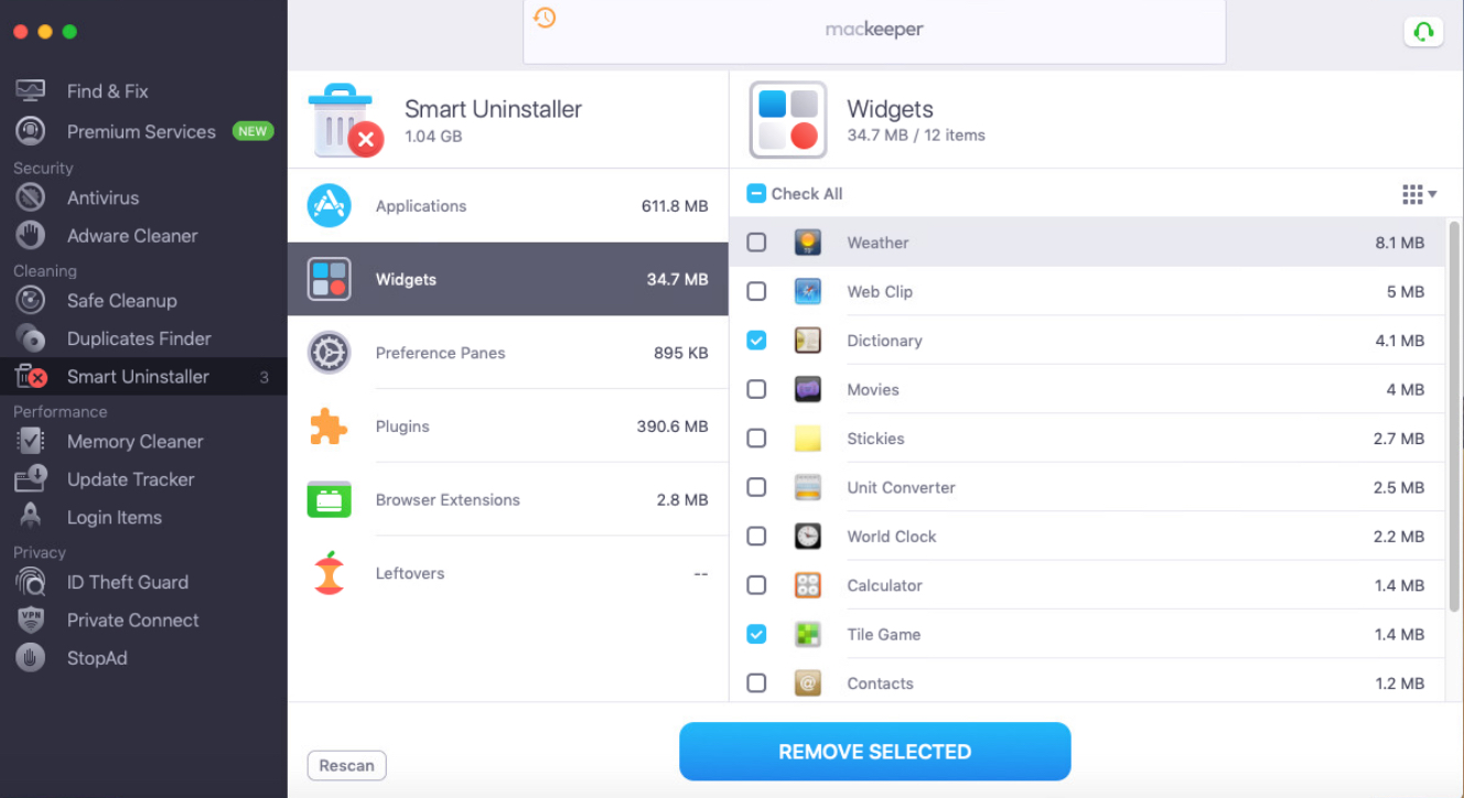 remove selected widgets remove selected widgets