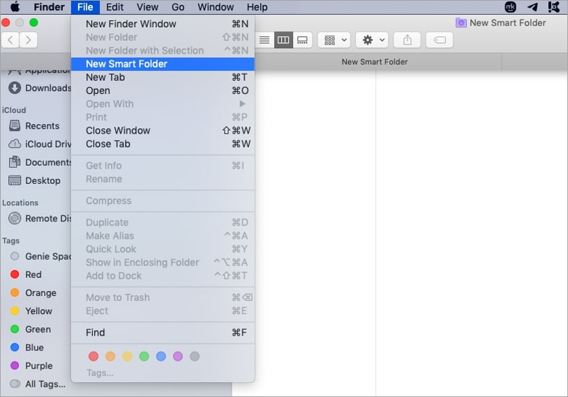 new smart folder option new smart folder option