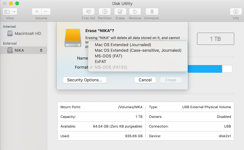 macos disk utility erase