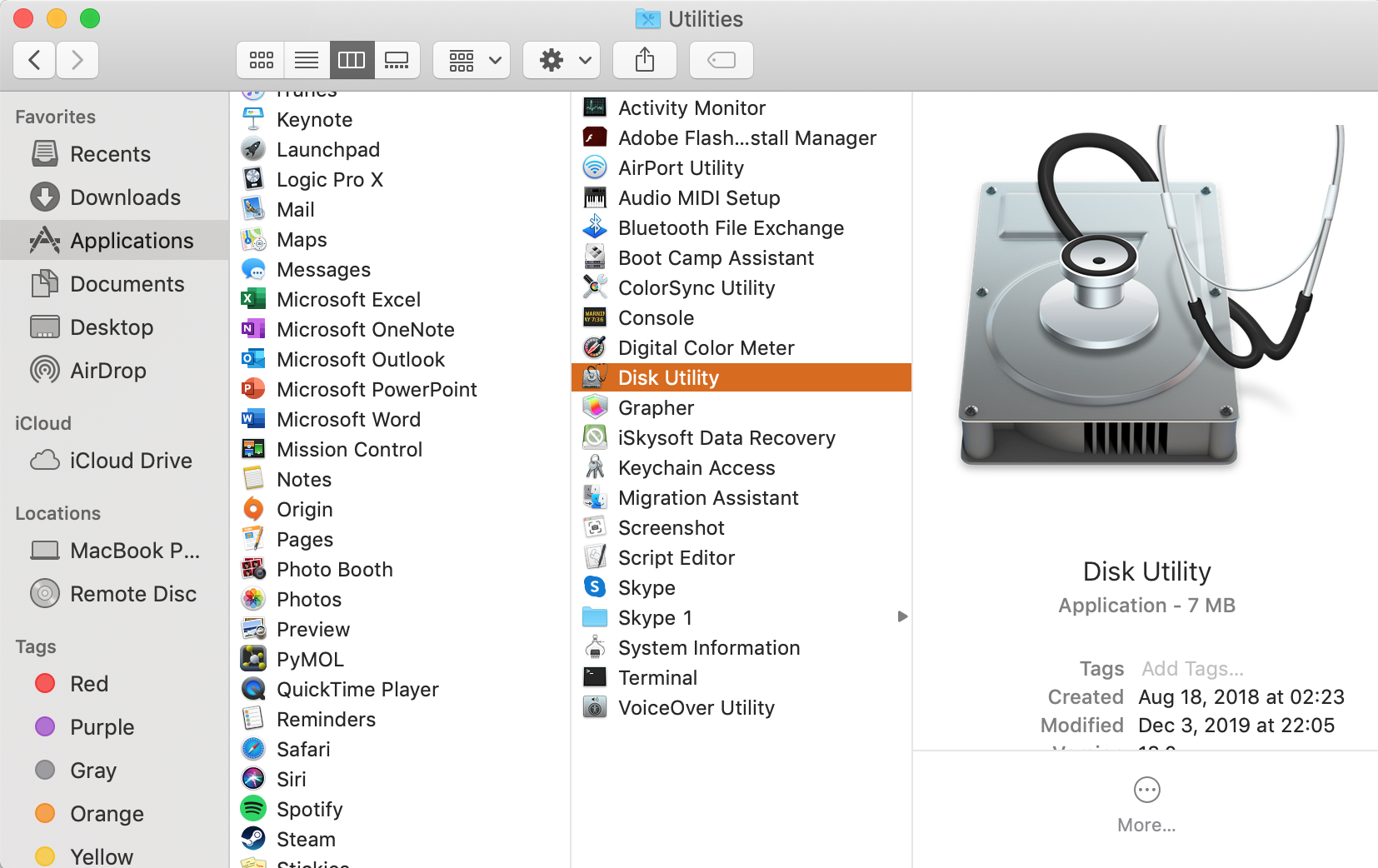 find disk utility in the applications folder find disk utility in the applications folder