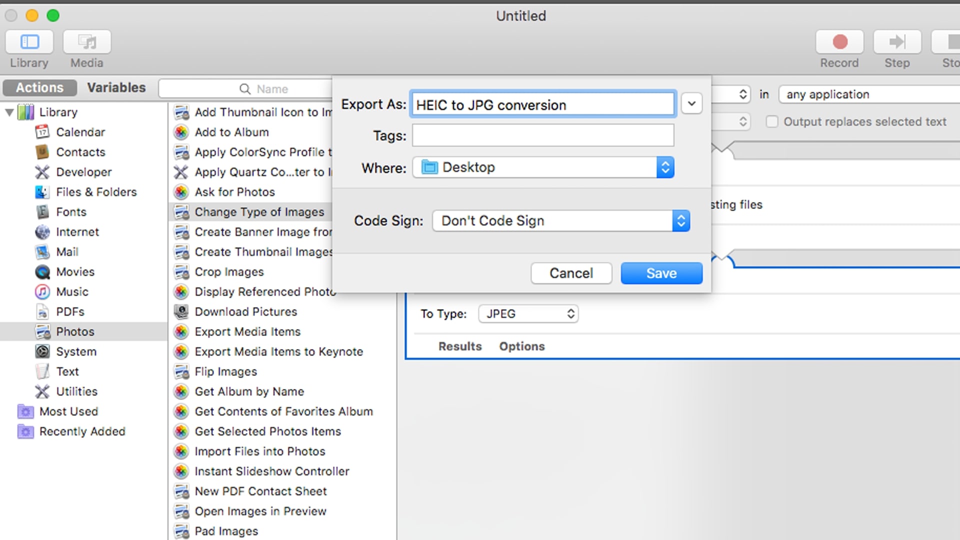 HEIC to JPG conversion window HEIC to JPG conversion window