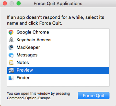 force quit applications select from menu force quit applications select from menu