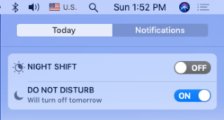 notification center with do not disturb enabled notification center with do not disturb enabled