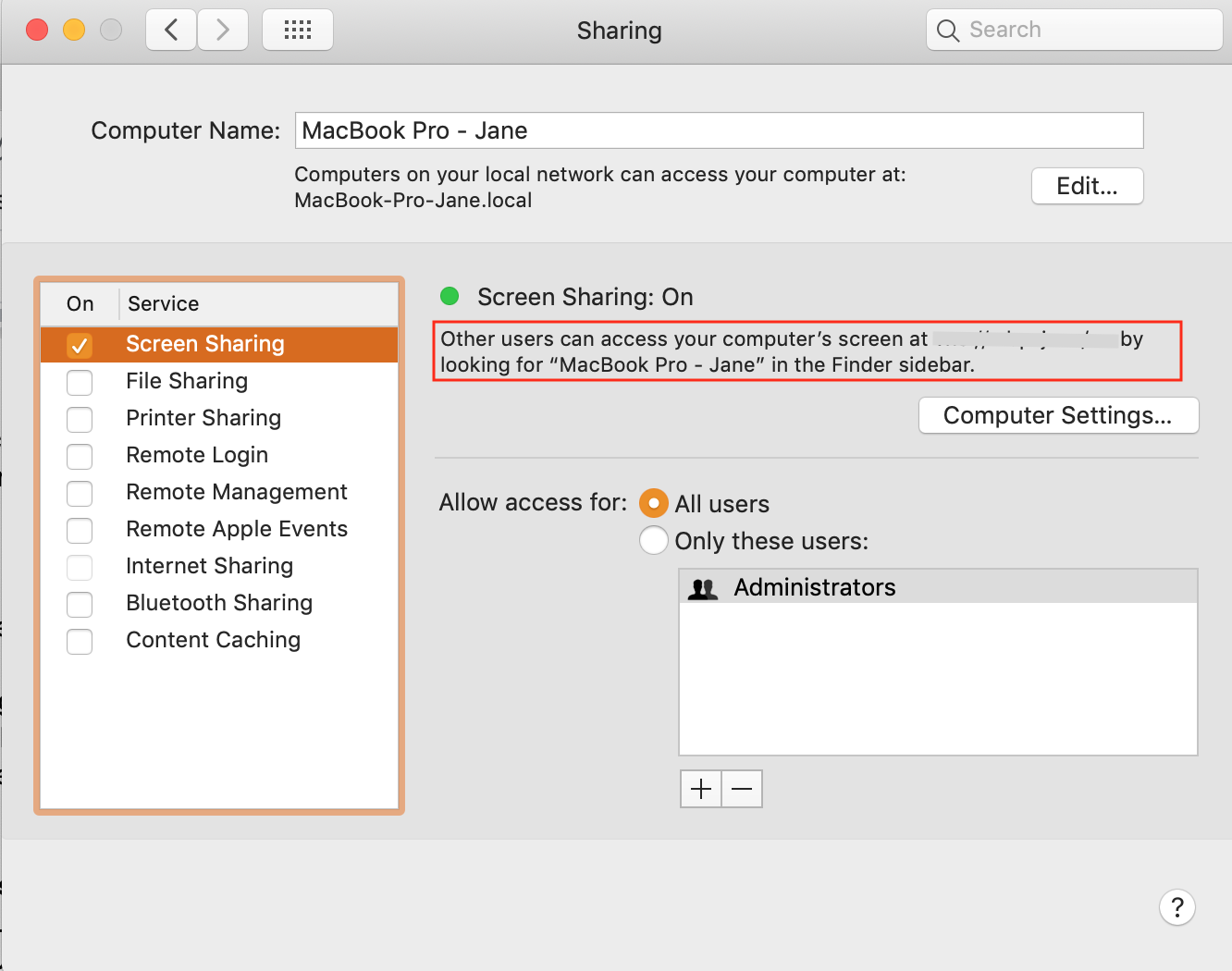 your macs details in screen sharing your macs details in screen sharing