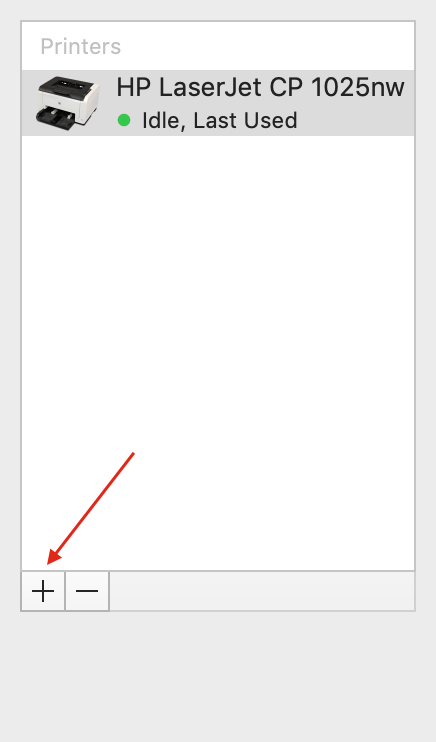 plus button to add another printer to Mac manually plus button to add another printer to Mac manually
