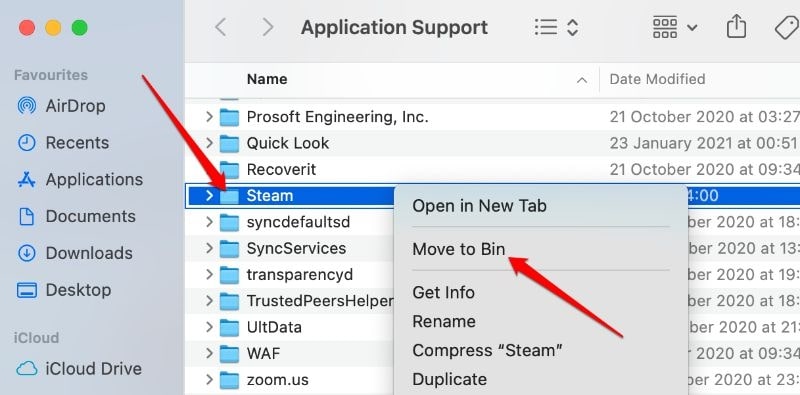 Steam move to bin option Steam move to bin option