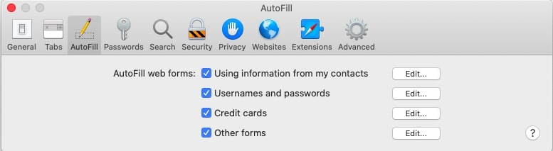 the autofill tab in safari the autofill tab in safari