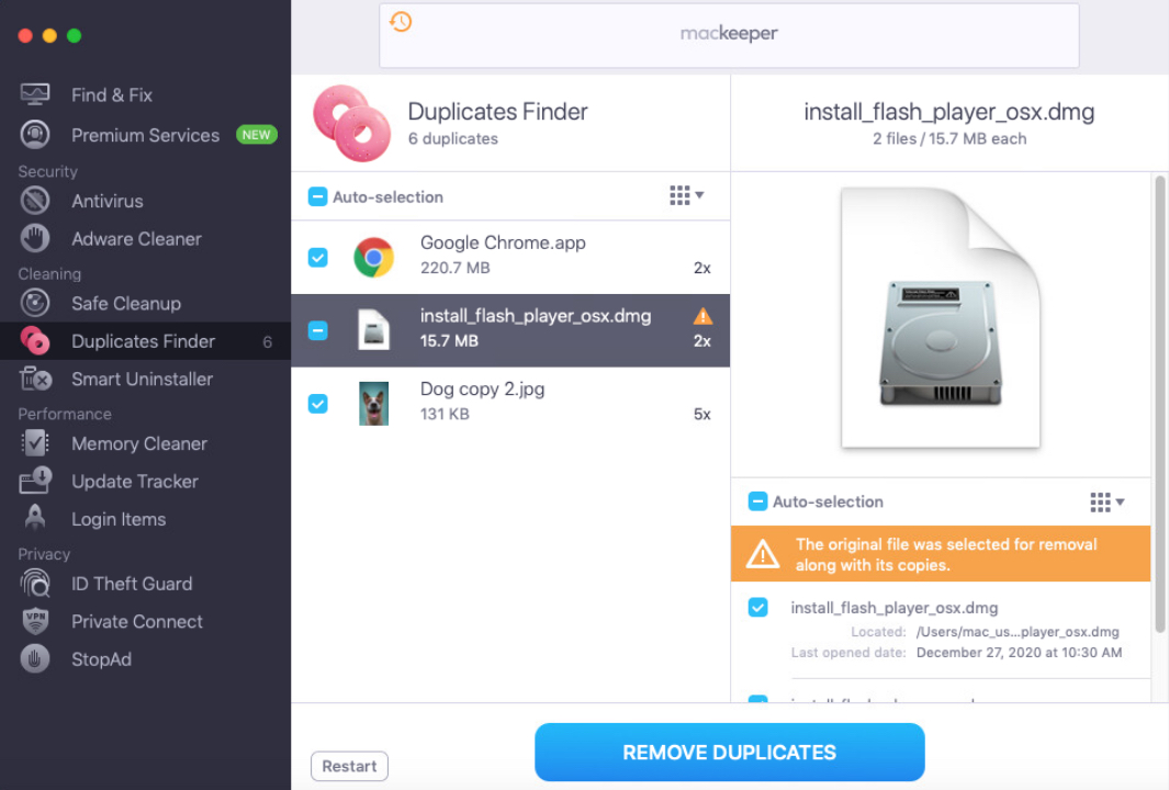 duplicates finder with an original file selected duplicates finder with an original file selected
