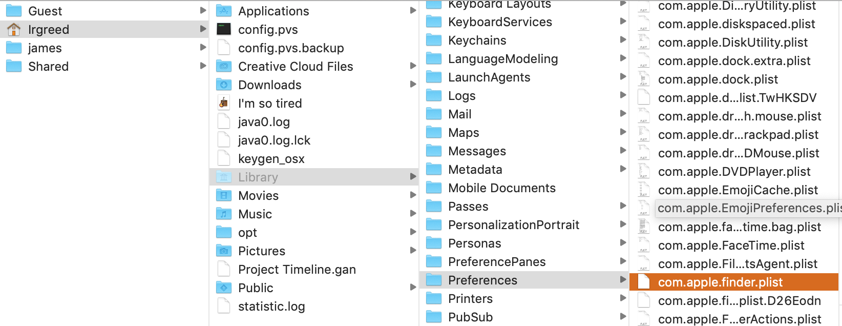 finder plist file in the hidden library folder finder plist file in the hidden library folder