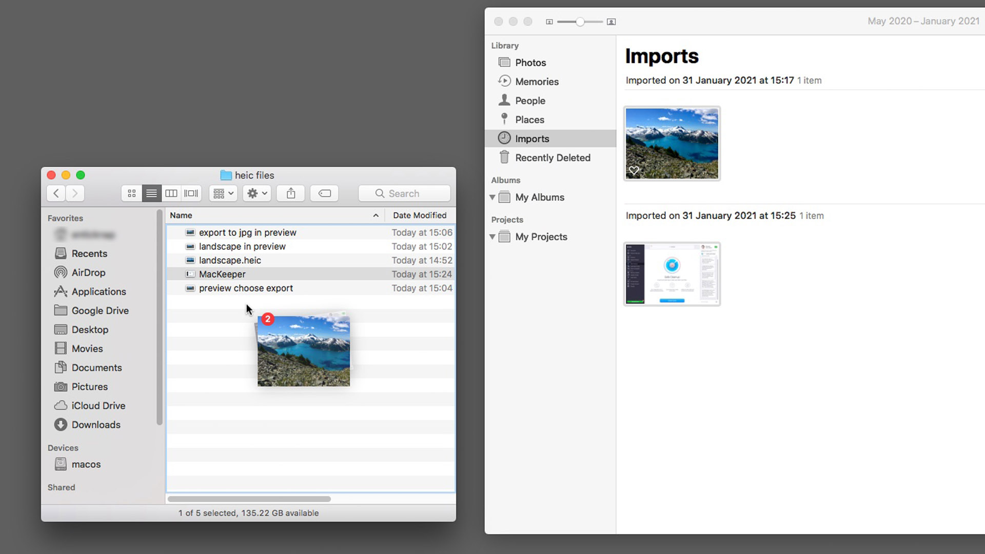 drag images into Photos app drag images into Photos app
