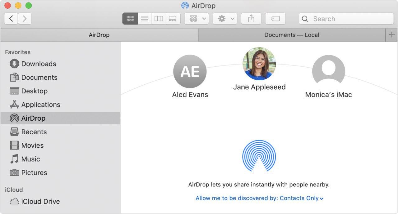 airdrop device search panel airdrop device search panel