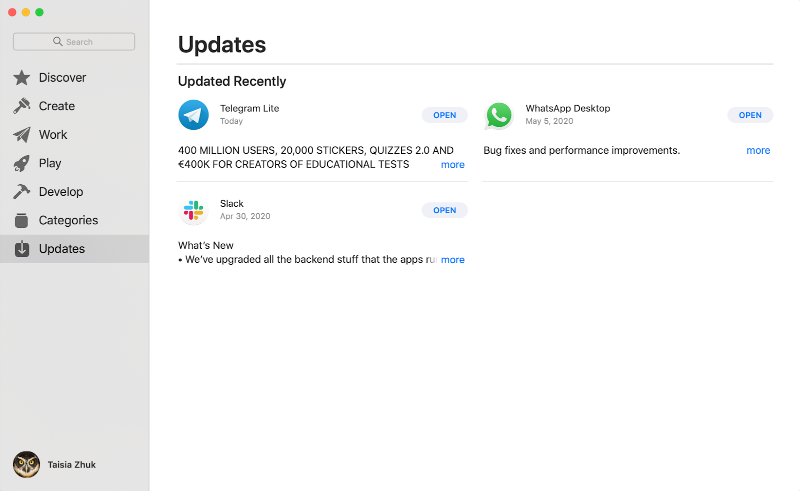 an app store window open in the updates section with no updates currently available an app store window open in the updates section with no updates currently available