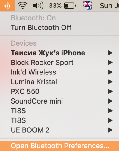 open bluetooth preferences from bluetooth icon dropdown menu open bluetooth preferences from bluetooth icon dropdown menu