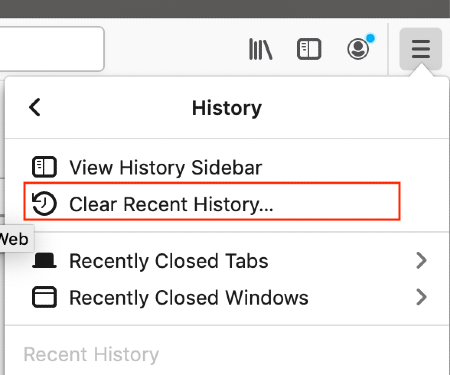 find clear recent history button in history menu find clear recent history button in history menu