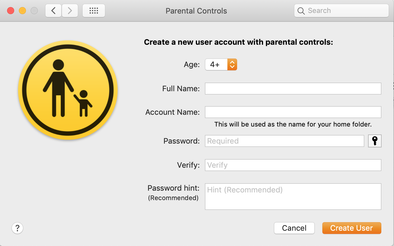 set up new user’s age, name and password set up new user’s age, name and password