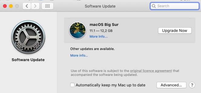 software update menu software update menu