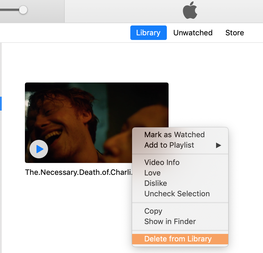 delete movie from itunes library with right-click delete movie from itunes library with right-click