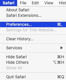 safari menu with preferences highlighted safari menu with preferences highlighted