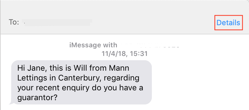 details button in the messages app details button in the messages app