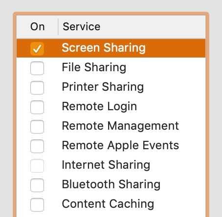 screen sharing option ticked screen sharing option ticked