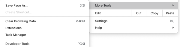 chrome menu more tools option chrome menu more tools option