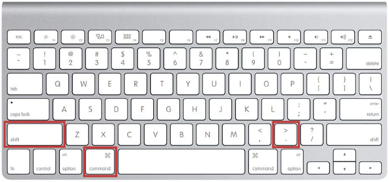 macbook keyboard with a shortcut for showing hidden files highlighted macbook keyboard with a shortcut for showing hidden files highlighted