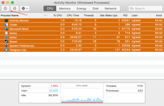 quit windowed apps through the activity monitor quit windowed apps through the activity monitor