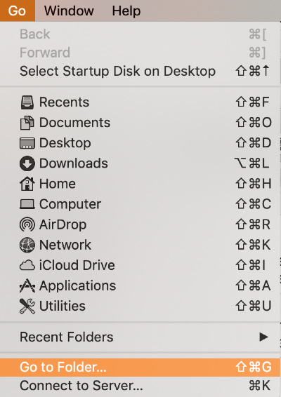 go to folder in the go menu in finder go to folder in the go menu in finder