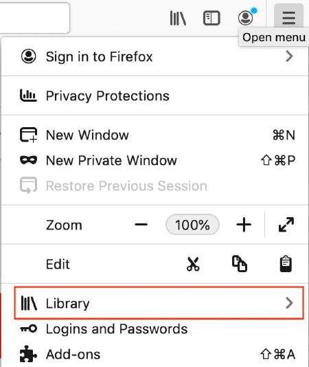 find library button in firefox menu find library button in firefox menu