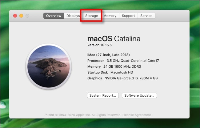 Storage section macOS Catalina Storage section macOS Catalina