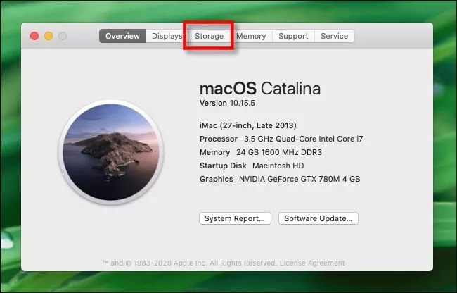 Storage section macOS Catalina Storage section macOS Catalina