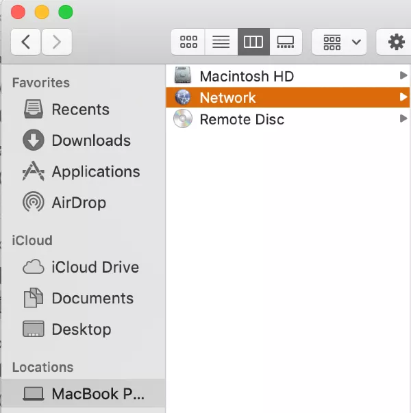 share your screen through network in finder