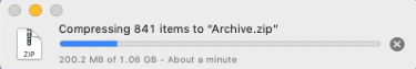 Progress bar in a window while compressing files on a mac Progress bar in a window while compressing files on a mac
