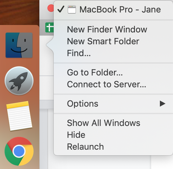 relaunch finder in the dock menu relaunch finder in the dock menu