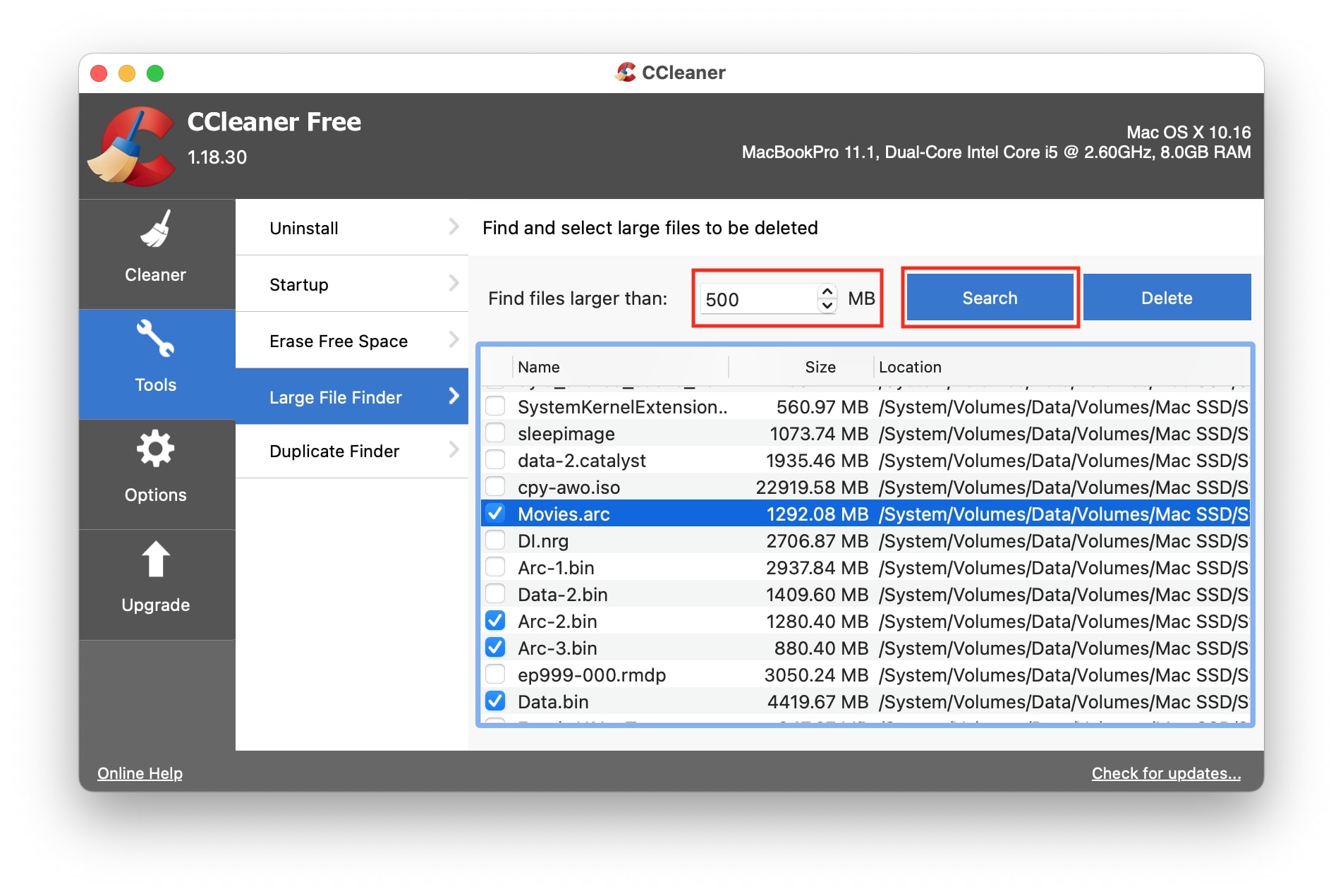 ccleaner large file finder ccleaner large file finder
