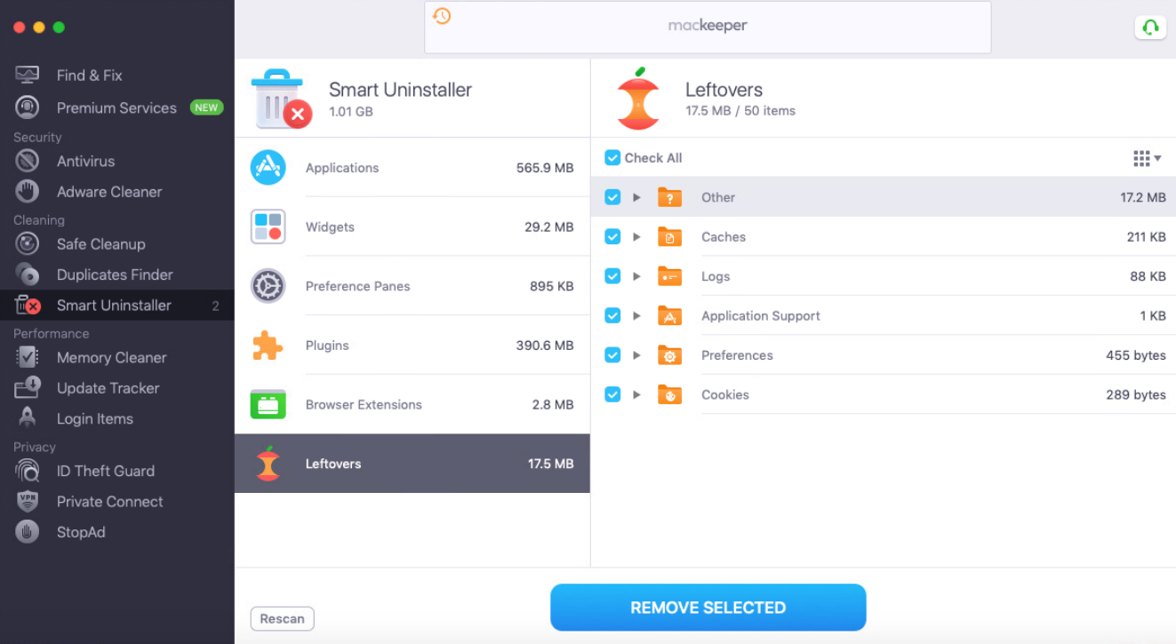 smart uninstaller leftovers tab smart uninstaller leftovers tab