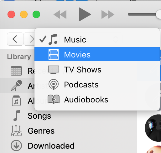 switch to movies in itunes library switch to movies in itunes library