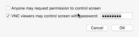 VNC viewers may control screen with password VNC viewers may control screen with password